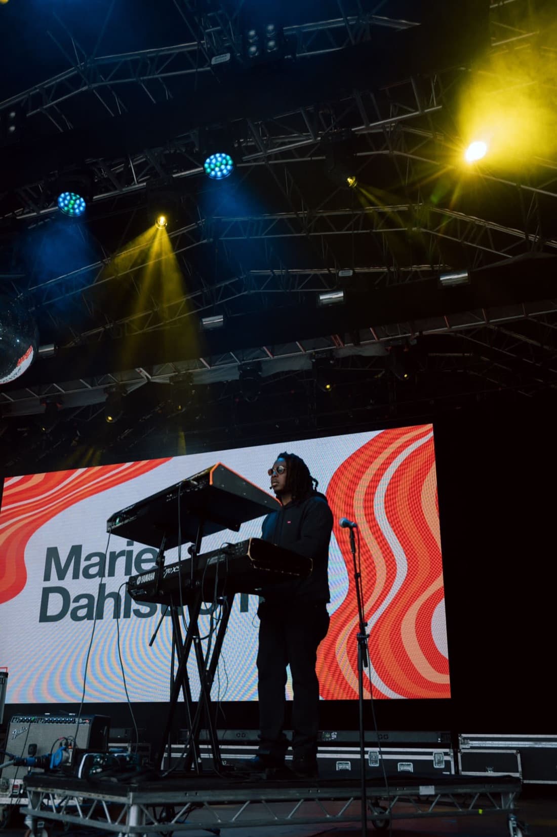 Playing keys on a festival main stage