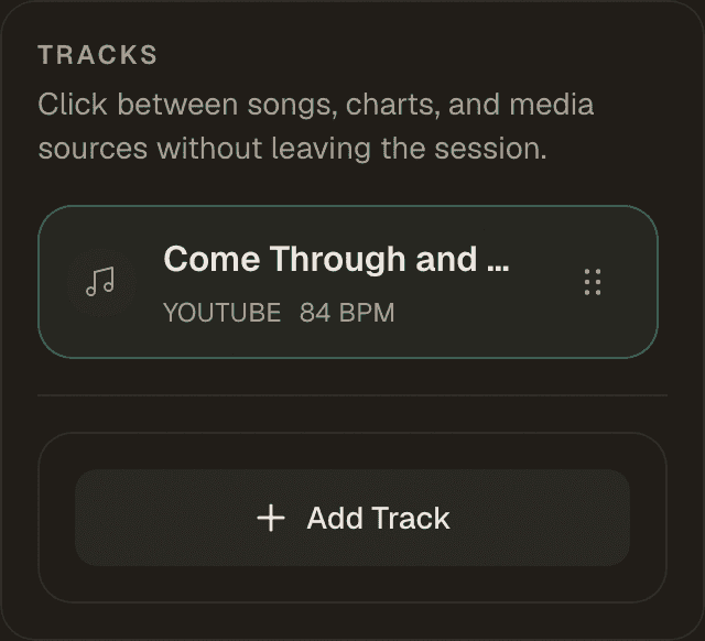 A session's track list in The Shed